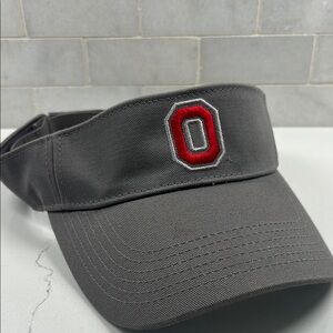 Men’s Ohio State Visor – Grey with Red Block O, Adjustable Velcro